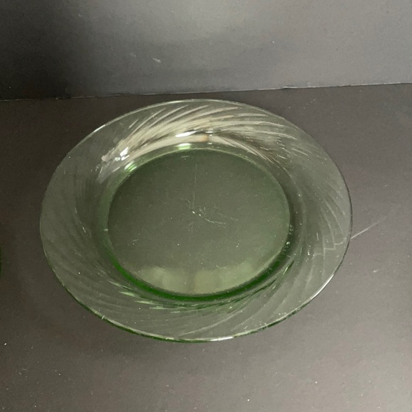 Pyrex Green Glass 7.5” Cake Salad Plates Lot X3 Dinnerware Dishes Vintage - Picture 2 of 5